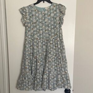 Womens' Light Blue Floral Tiered Dress